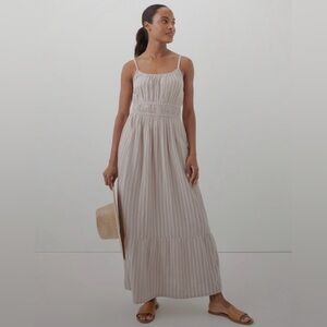 Pact Cream Striped Sleeveless Maxi Dress